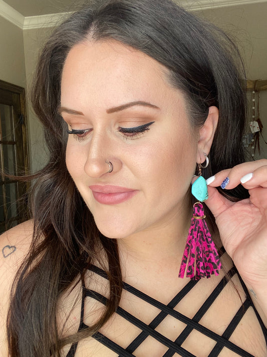 Turquoise & Pink Earrings
