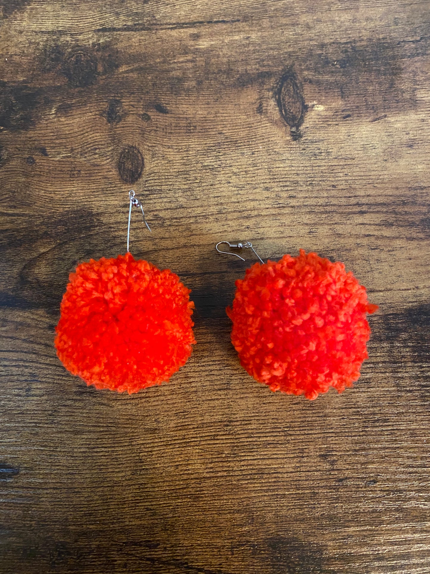 Orange Pom Earrings