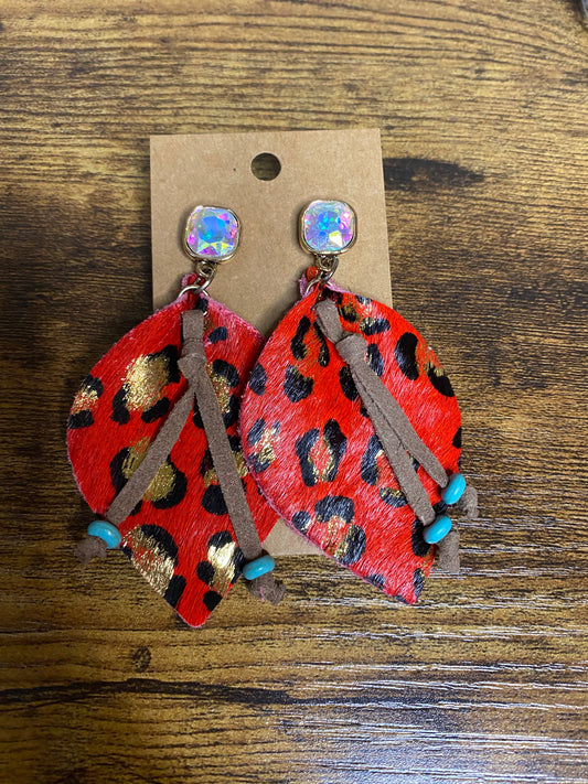 Red leopard Earrings