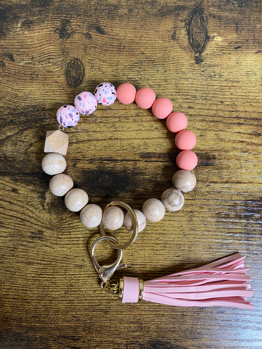 Pink keychain bracelet